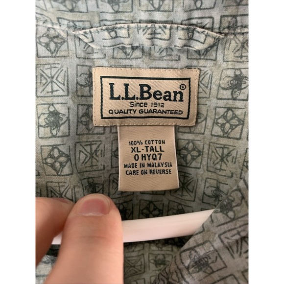 VTG LL Bean Big And Tall Blue XL-Tall Regular Short Sleeve Camp Shirt - Picture 2 of 6